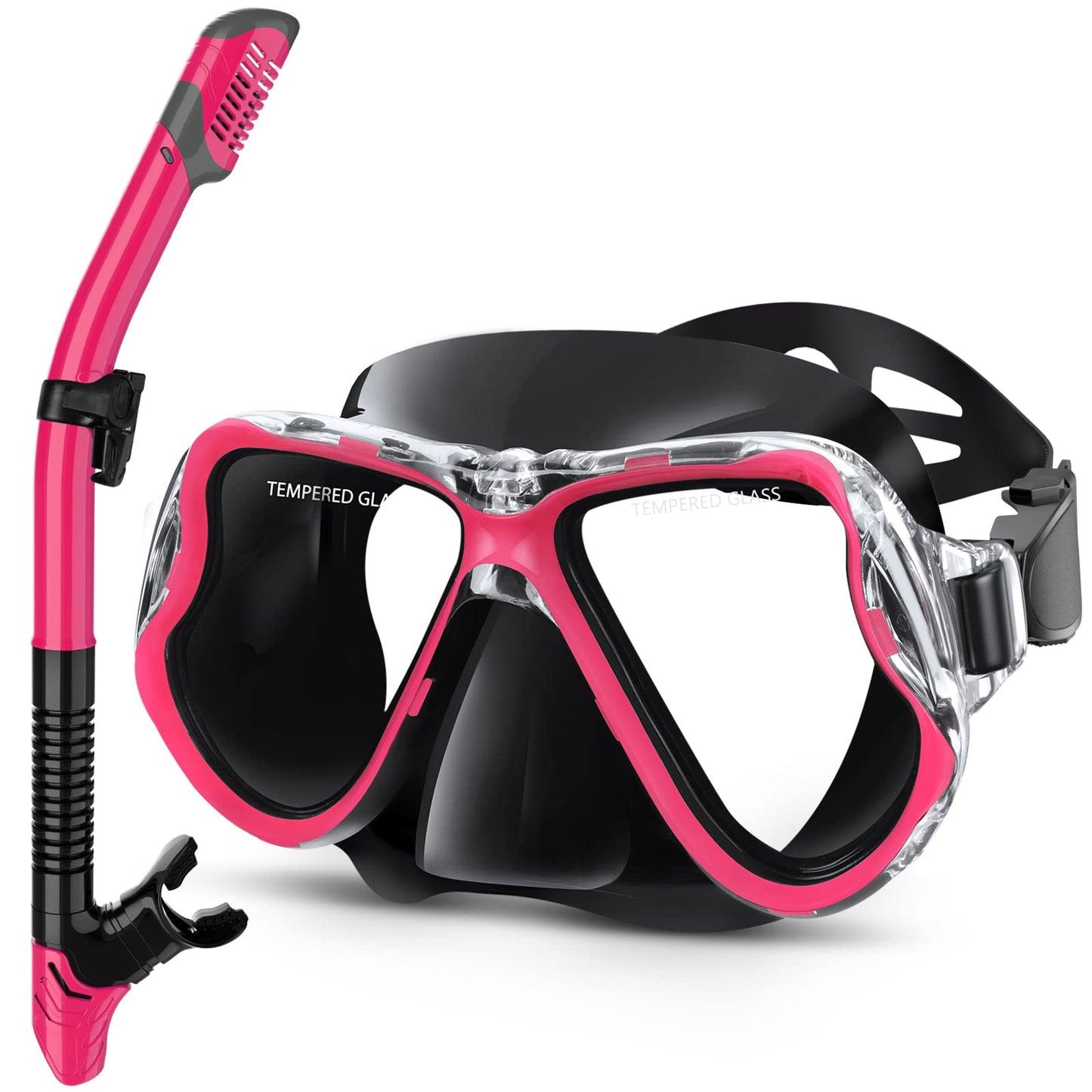 Greatever Dry Snorkel Set,Panoramic Wide View,Anti-Fog Scuba Diving Mask,Professional Snorkeling Gear