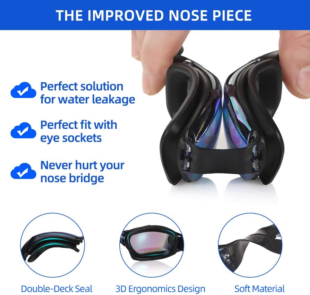 Swimming Goggles Swimming Cap Set Swim Glasses Silicone Swim hat Pack for Adults with Anti Fog Glasses for Swimming