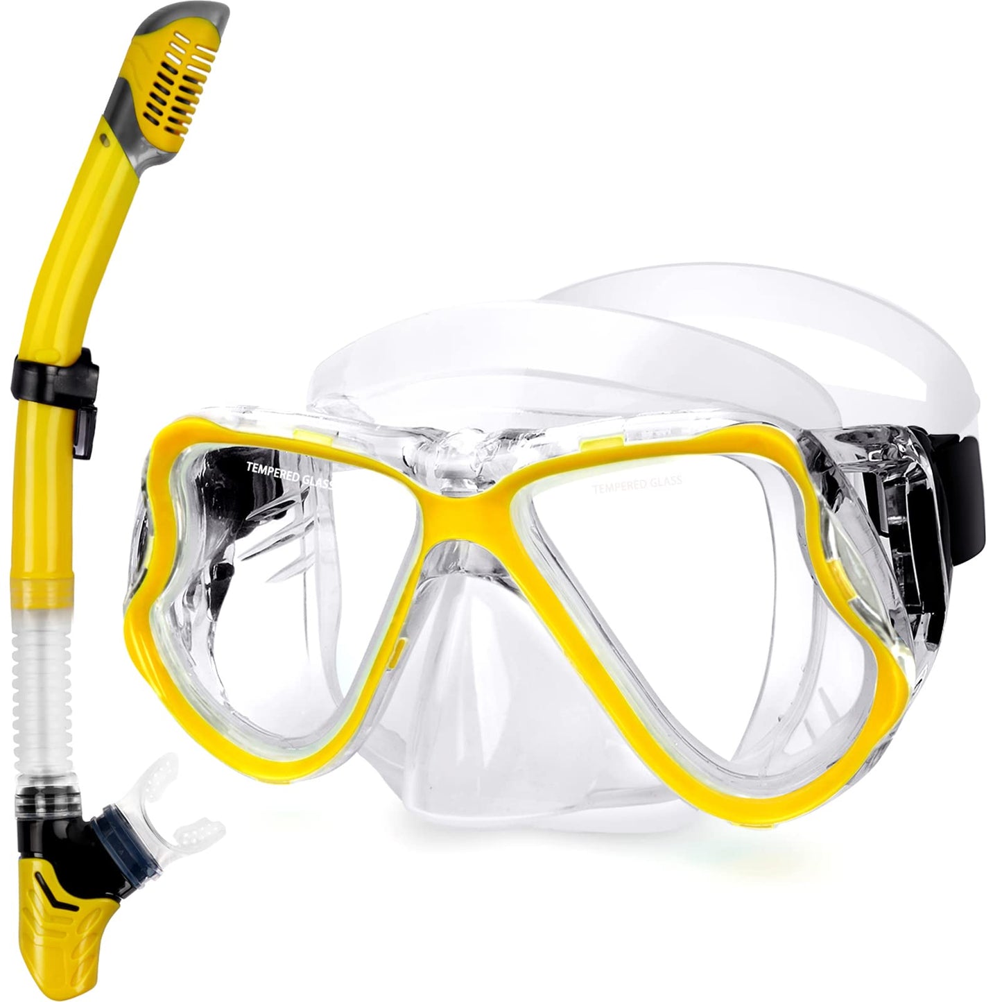 Greatever Dry Snorkel Set,Panoramic Wide View,Anti-Fog Scuba Diving Mask,Professional Snorkeling Gear