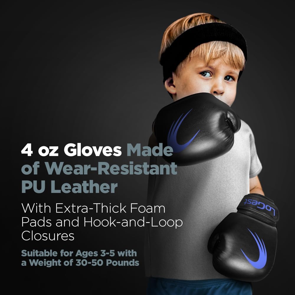 LoGest Punching Bag for Kids Boxing Set - Suitable for Kids Punching Bags 3-8 Years of Age - Boxing Gloves & Hand Wraps Included - Youth Children Boxing MMA Kickboxing Muay Thai Karate Punching Bag