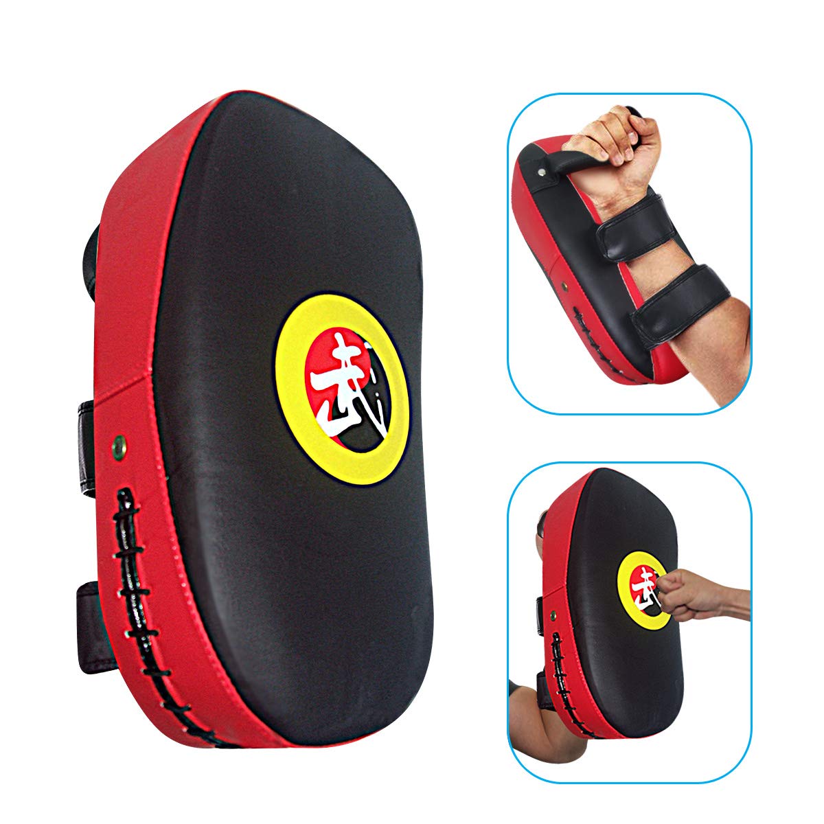 TLBTEK Taekwondo Kick Shield - Muay Thai MMA Karate Kickboxing Training Pads - Curved Leather Strike Shield