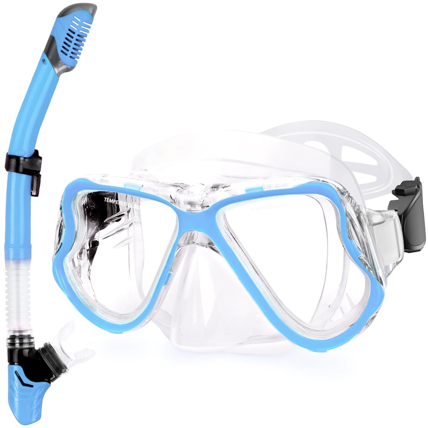 Greatever Dry Snorkel Set,Panoramic Wide View,Anti-Fog Scuba Diving Mask,Professional Snorkeling Gear
