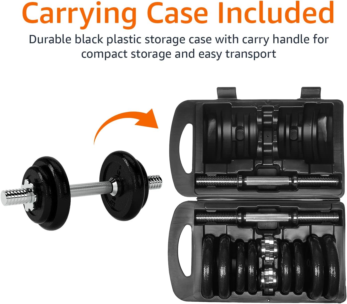 Amazon Basics Adjustable Dumbbell Hand Weight Set, 38 pound, Black