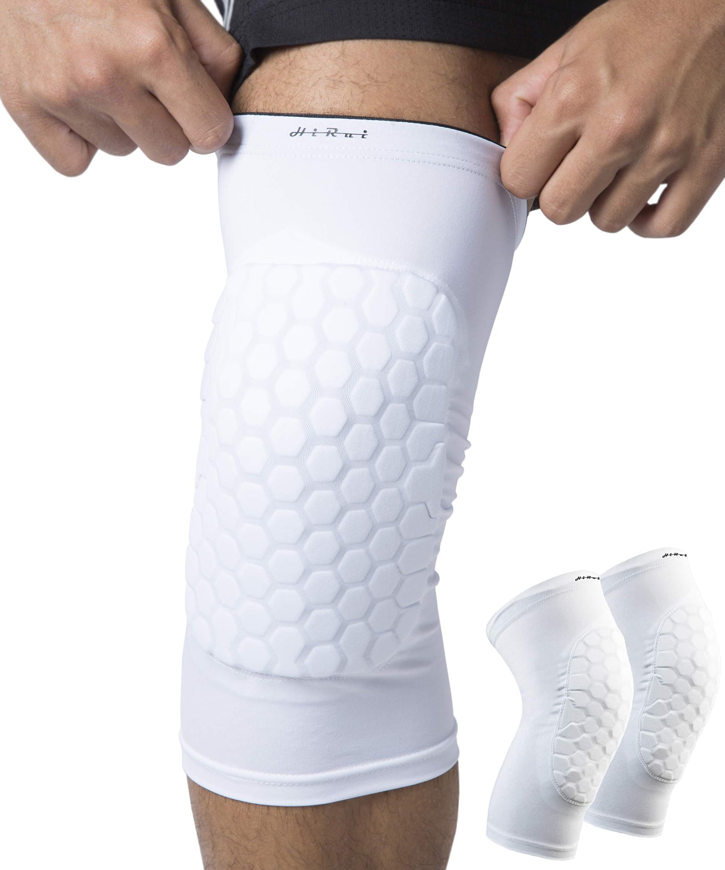 HiRui Knee Pads for Kids Youth Adult, Basketball Baseball Knee Brace Knee Support, Collision Avoidance Kneepad Compression Knee Sleeve for Volleyball Football Cycling Running-1Pair (Black, L)