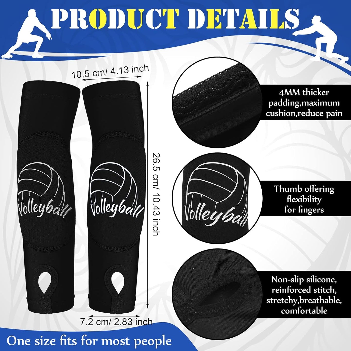 Yinder 4 Pcs Volleyball Accessories Include Knee Pads ,Arm Sleeves , Drawstring Bag,Softball Headbands for Women Volleyball Training Dance