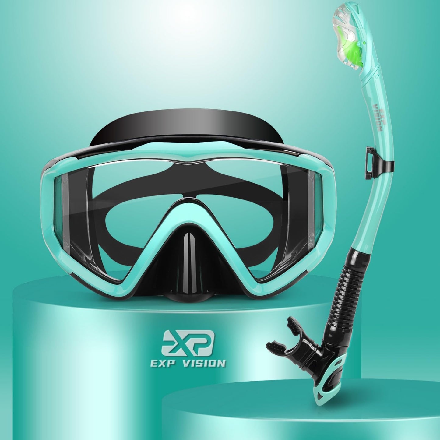 Snorkel Set Pano 3 Window Adult Snorkeling Gear, Professional Snorkel Goggles Anti-Fog Diving Mask, Anti-Leak Swim Goggles and Dry Top Snorkel for Diving, Snorkeling, Swimming