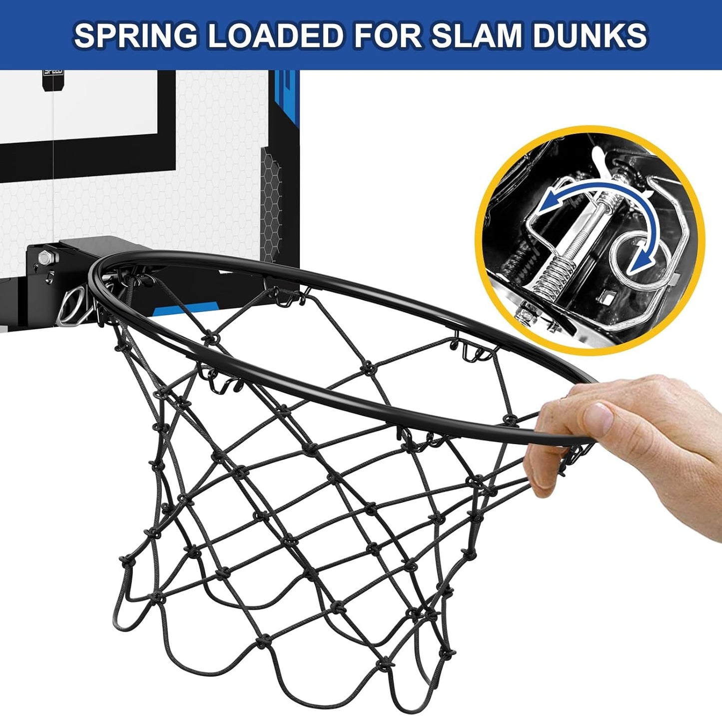 24" x 16" Large Basketball Hoop Indoor for Adults, Over The Door Basketball Hoop with Sturdy Backboard, Big Basketball Toys Gifts Ideas for Man Kids Teens Boys Girls, Black