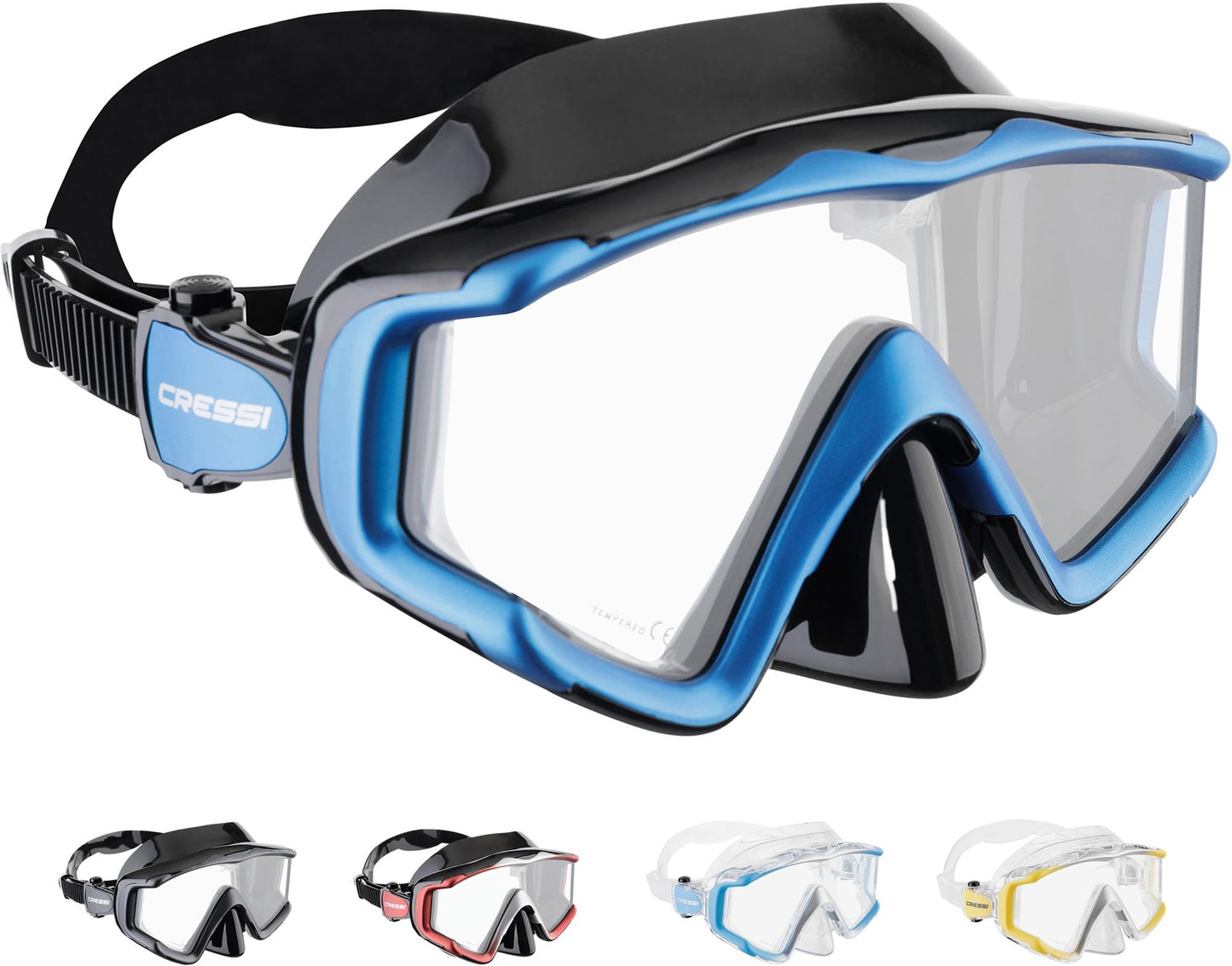 Cressi Perfect View Scuba Diving, Snorkeling Mask in Pure Comfortable Silicone - Available with Different Panoramic Lenses - Liberty Triside: Designed in Italy