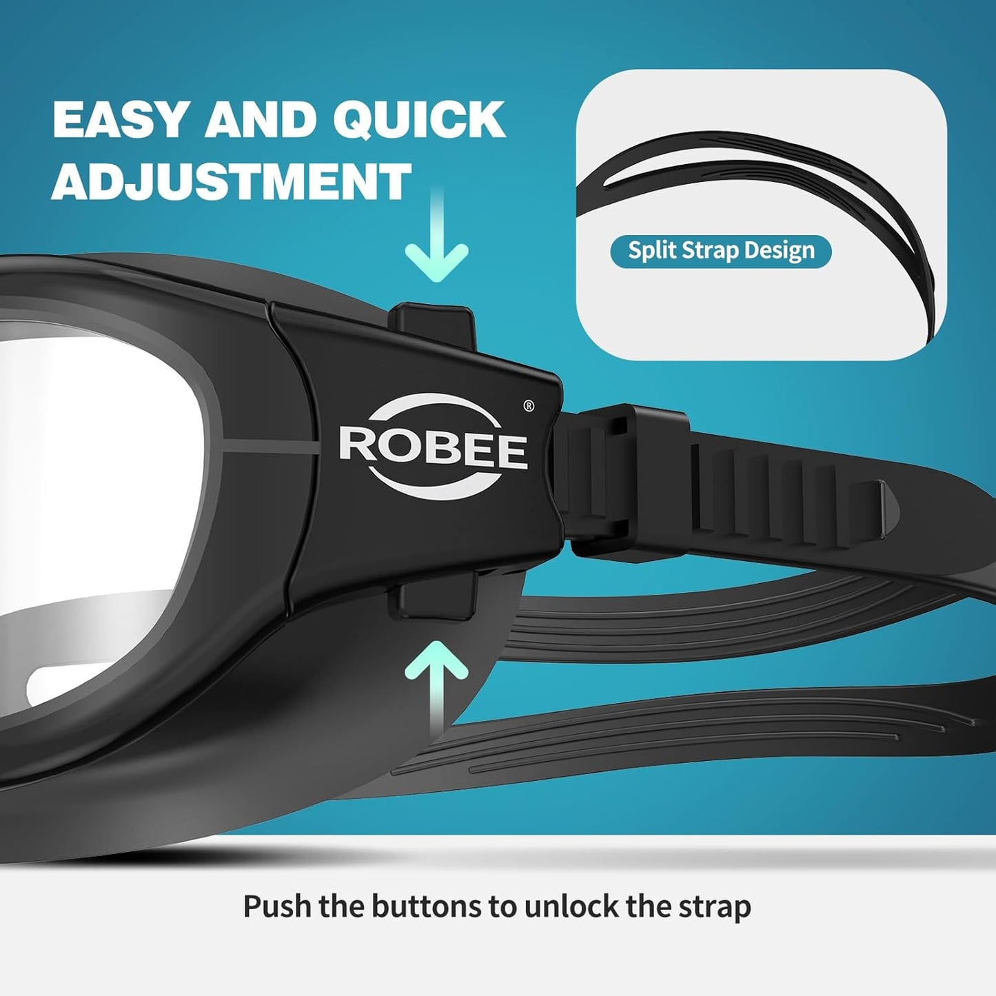 Robee Swim Goggles, Swimming Cap and Goggles Case, Polarized Swimming Goggles Silicone Cap for Adult Men Women