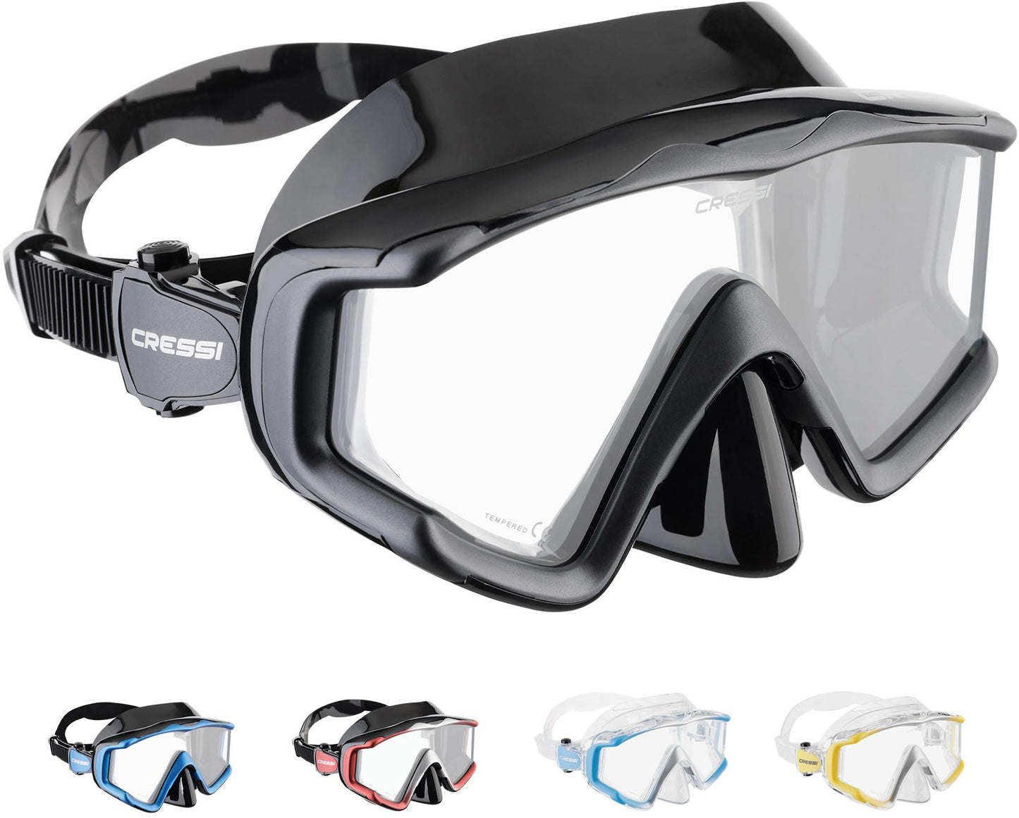 Cressi Perfect View Scuba Diving, Snorkeling Mask in Pure Comfortable Silicone - Available with Different Panoramic Lenses - Liberty Triside: Designed in Italy