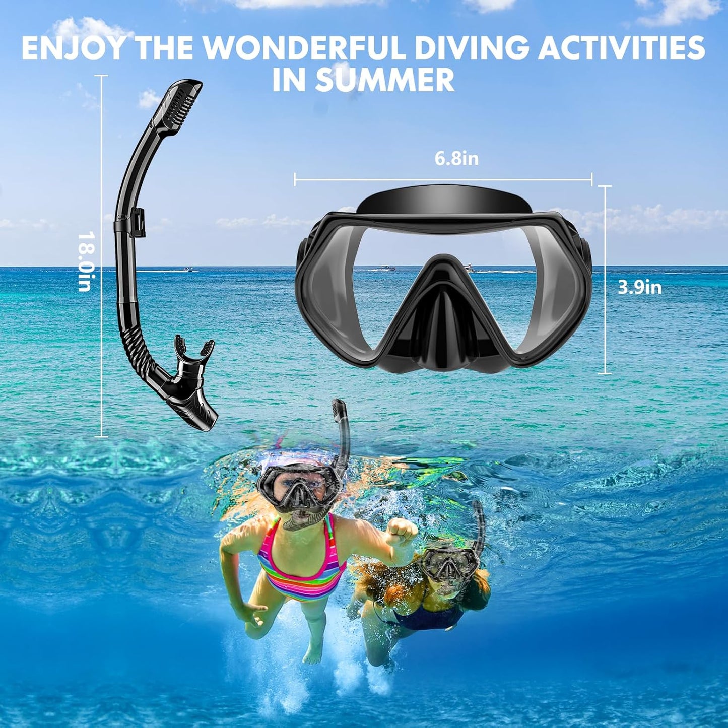 Snorkeling Gear for Adults, Dry-Top Snorkel Set Scuba Diving mask, 180°Panoramic Wide View Professional Snorkeling Gear Breathing Freely Snorkel Mask