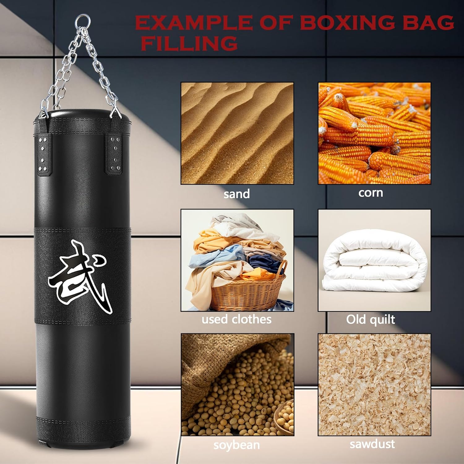 Punching Bag for Adults, 4ft Heavy Boxing Bag Set with 12oz Boxing Gloves, MMA Karate Kickboxing Boxing Home Gym Martial Art - Unfilled