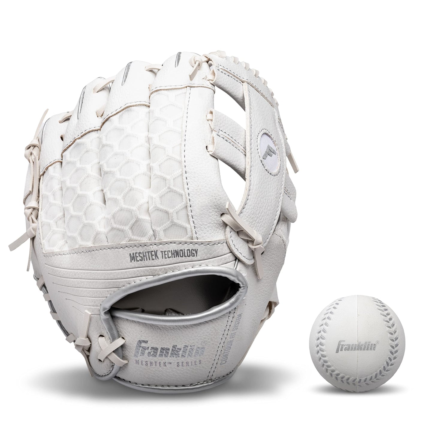 Franklin Sports Kids Baseball Glove + Ball Sets - Meshtek Youth Teeball Gloves for Kids + Toddlers - Left + Right Hand Throw Mitts + Glove Sets with Foam Balls - Boys + Girls Gloves - 9.5" Inch