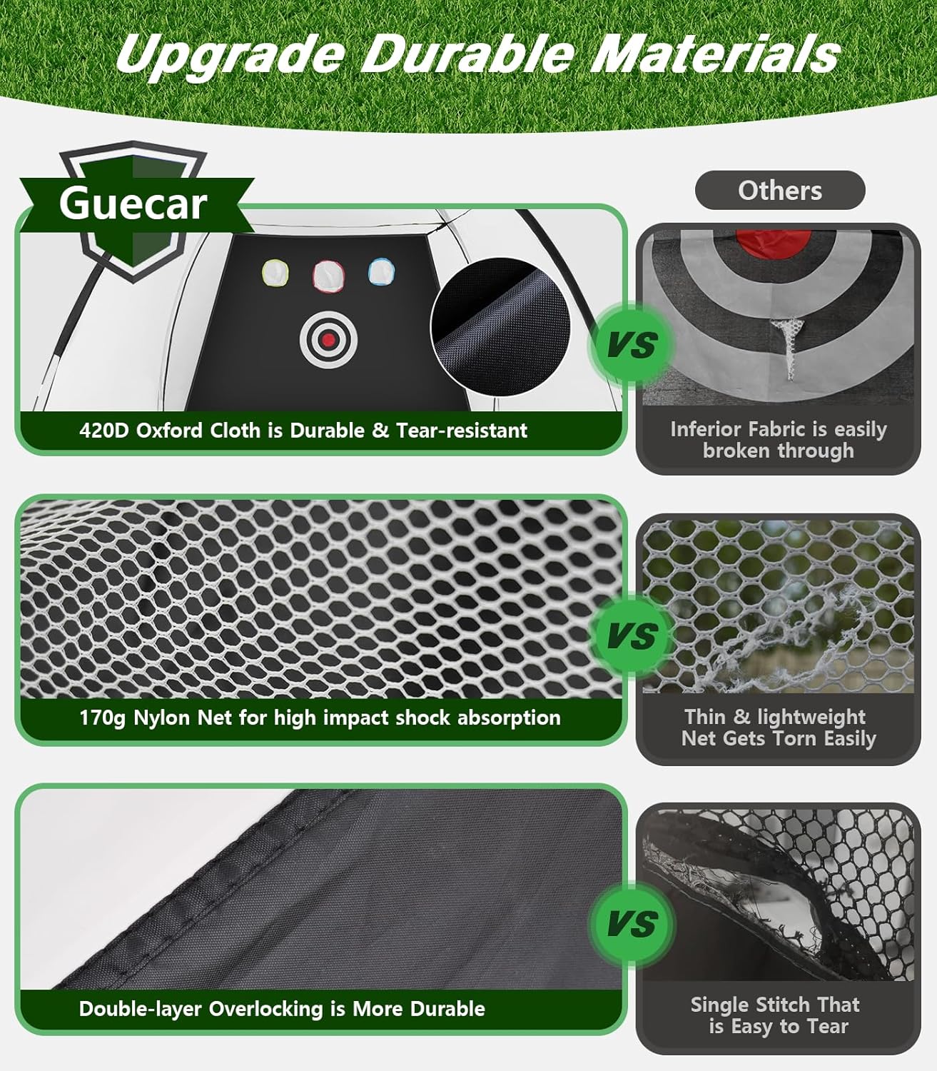 Golf Net, 10x7ft Practice Net with Tri-Turf Mat, All-in-1 Home Golf Hitting Aid for Backyard Driving Chipping Swing Training, Black
