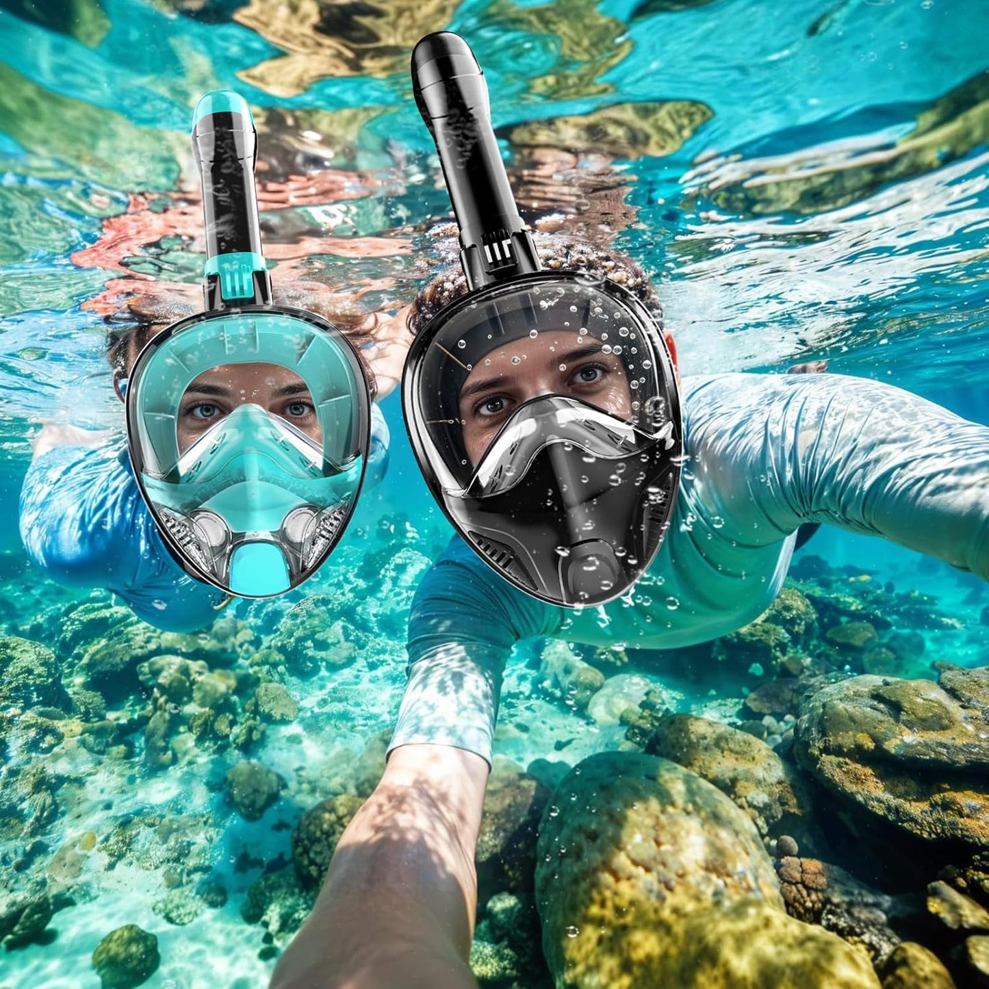 Full Face Snorkel Mask for Adults Teen, Snorkeling Gear with Detachable Camera Mount,Panoramic 180ยฐ View, Anti-Fog Anti-Leak Snorkling Set for Man and Women
