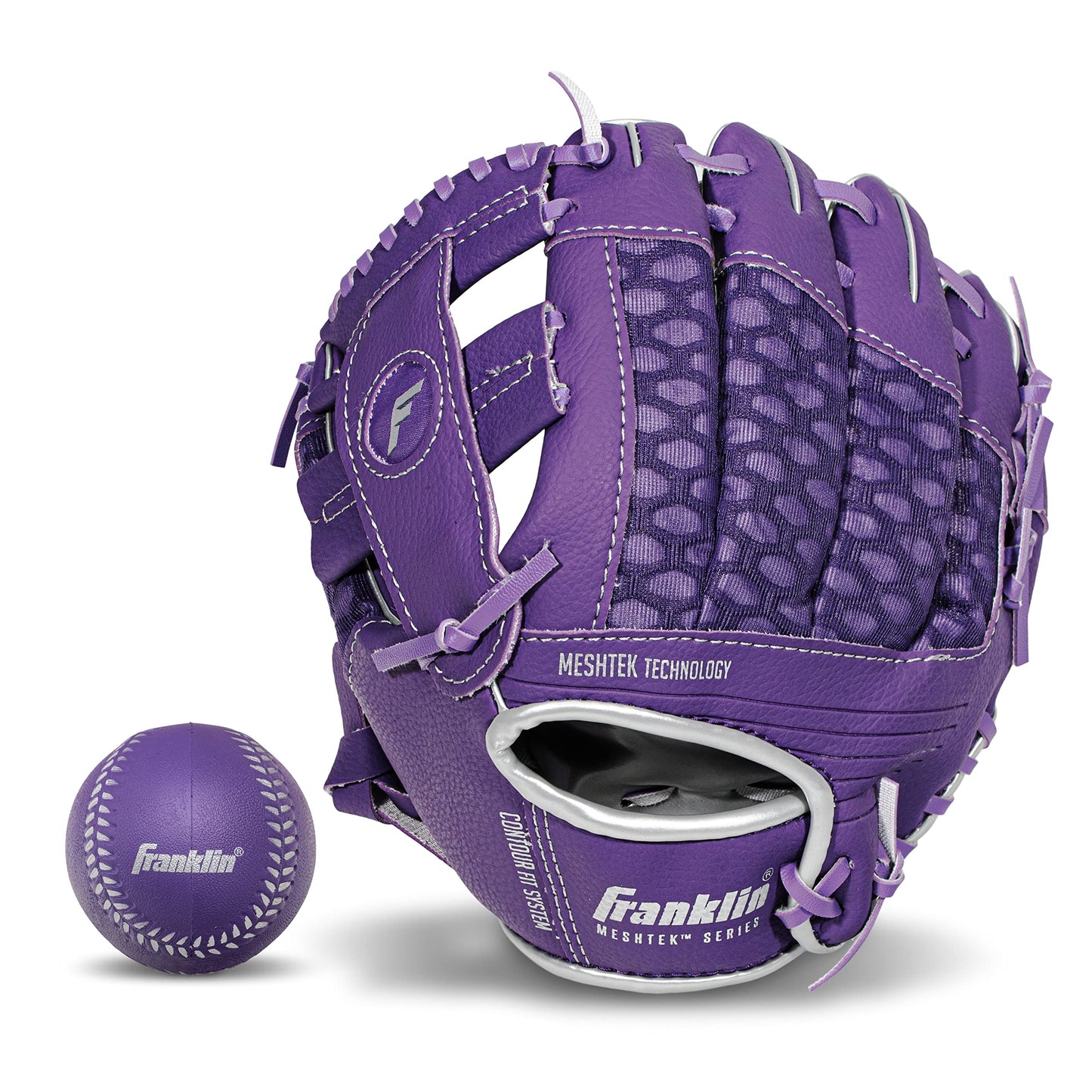 Franklin Sports Kids Baseball Glove + Ball Sets - Meshtek Youth Teeball Gloves for Kids + Toddlers - Left + Right Hand Throw Mitts + Glove Sets with Foam Balls - Boys + Girls Gloves - 9.5" Inch