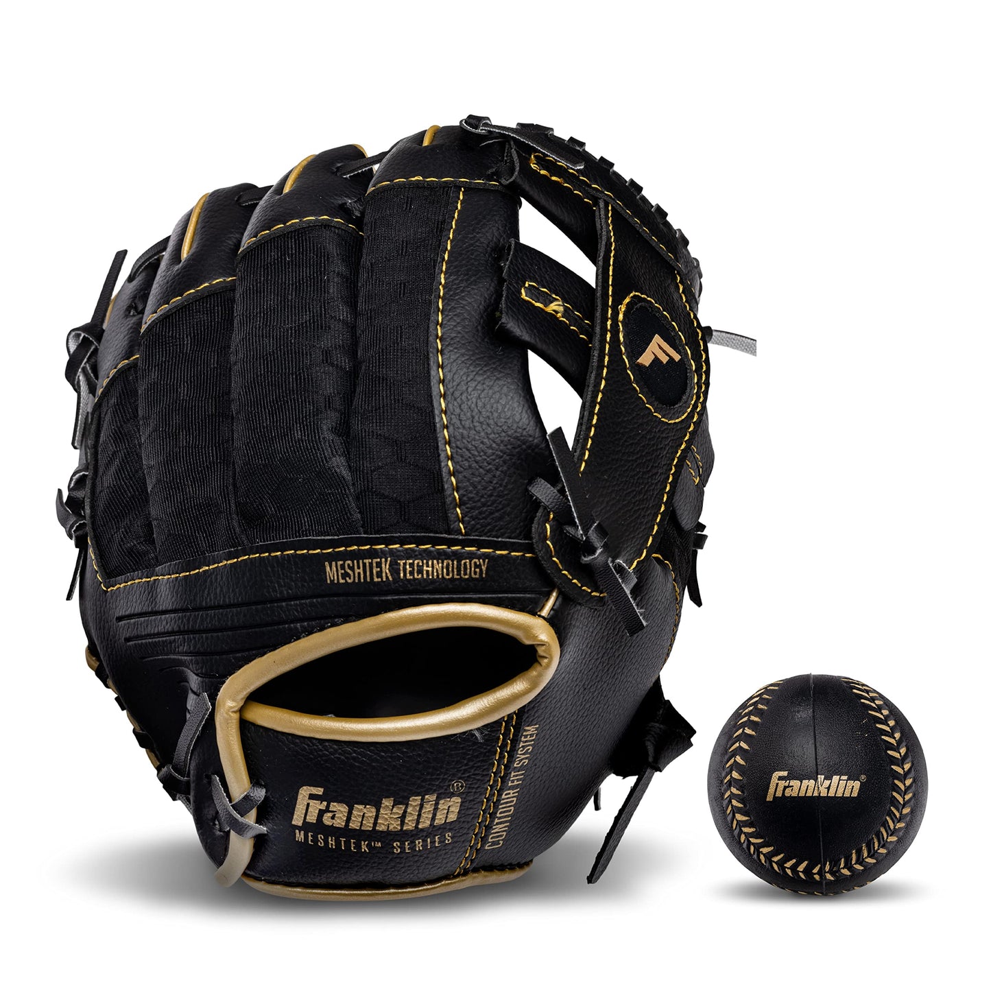 Franklin Sports Kids Baseball Glove + Ball Sets - Meshtek Youth Teeball Gloves for Kids + Toddlers - Left + Right Hand Throw Mitts + Glove Sets with Foam Balls - Boys + Girls Gloves - 9.5" Inch