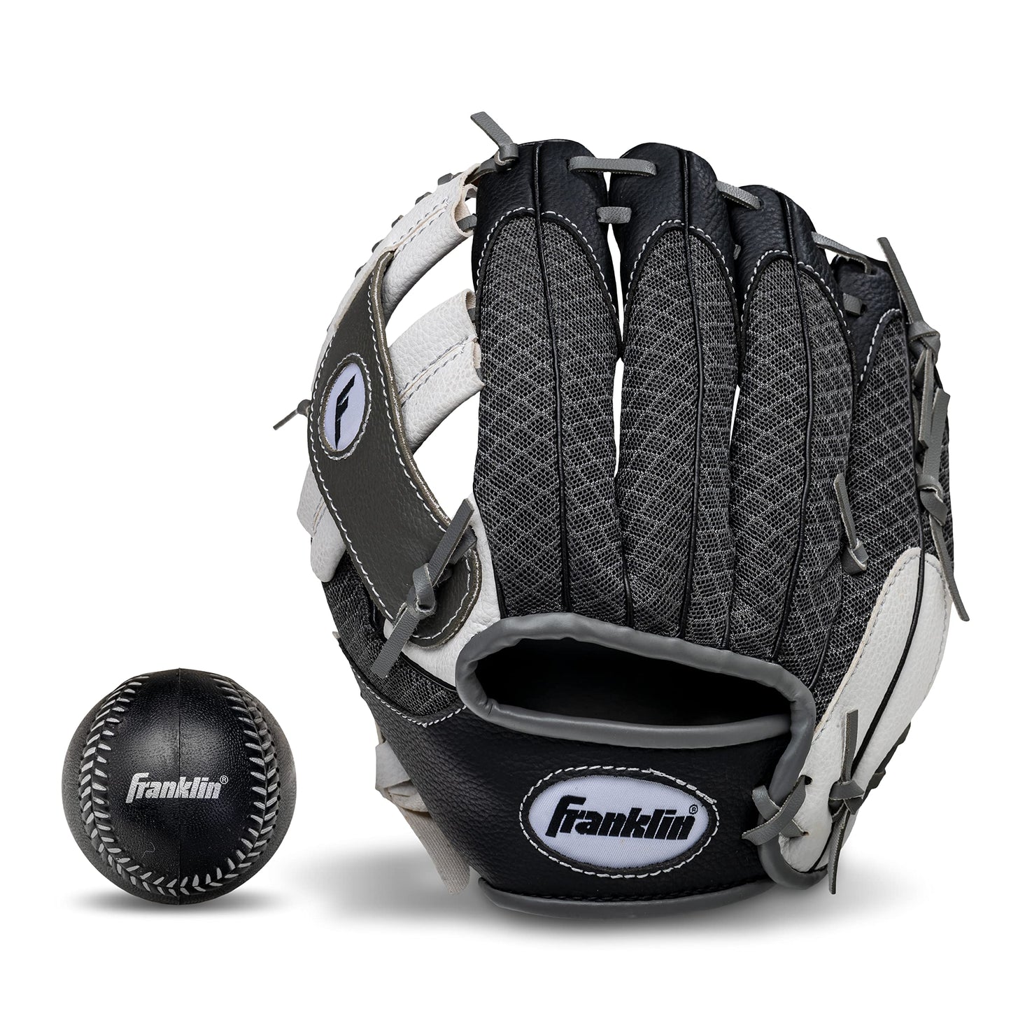 Franklin Sports Kids Baseball Glove + Ball Sets - Meshtek Youth Teeball Gloves for Kids + Toddlers - Left + Right Hand Throw Mitts + Glove Sets with Foam Balls - Boys + Girls Gloves - 9.5" Inch