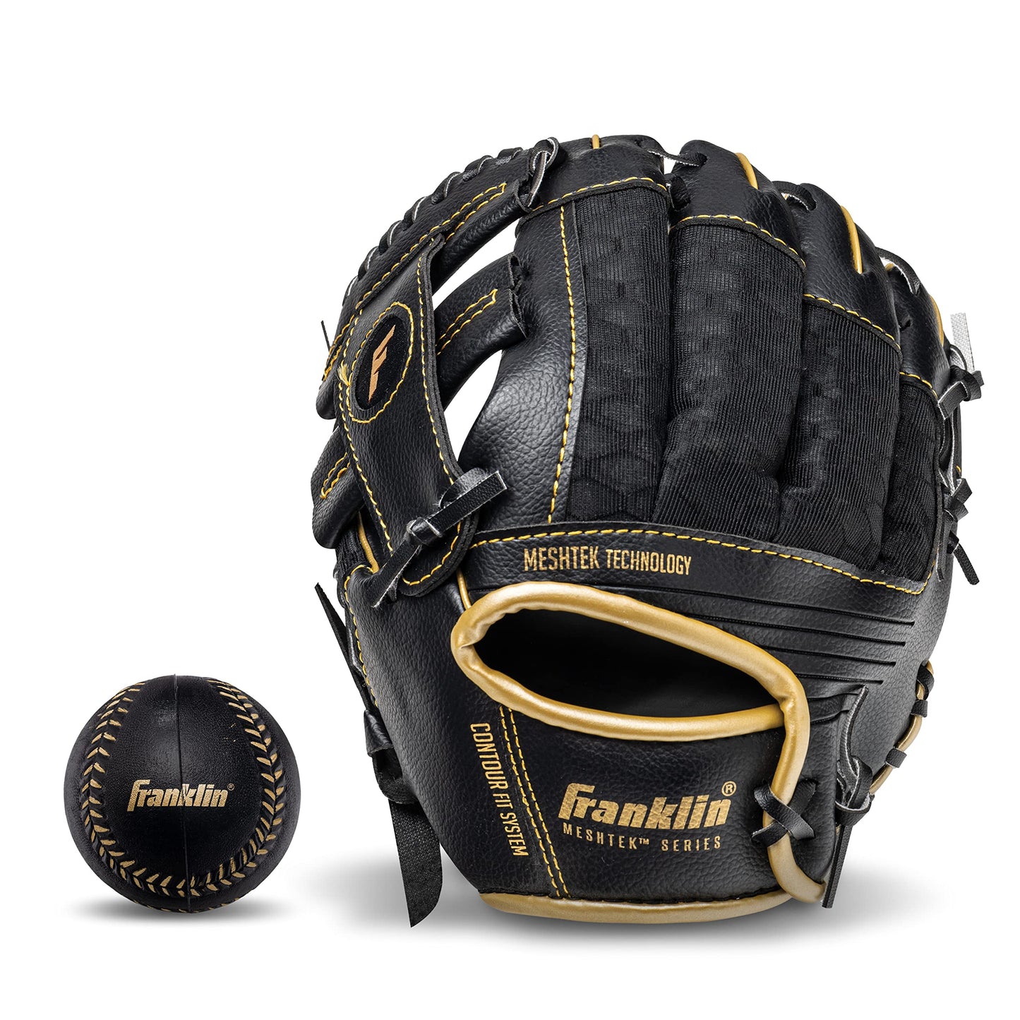 Franklin Sports Kids Baseball Glove + Ball Sets - Meshtek Youth Teeball Gloves for Kids + Toddlers - Left + Right Hand Throw Mitts + Glove Sets with Foam Balls - Boys + Girls Gloves - 9.5" Inch