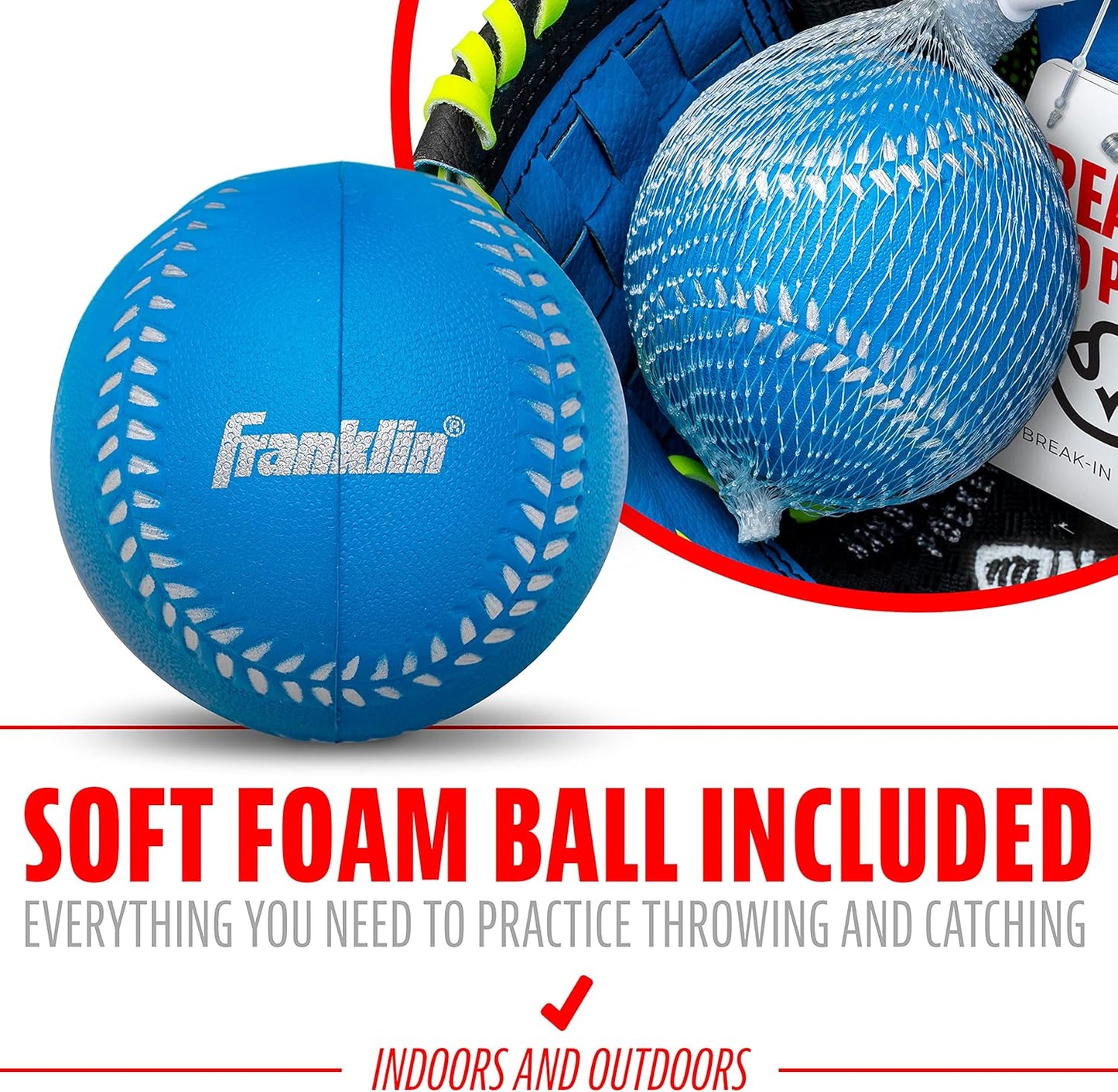 Franklin Sports Teeball Glove - Left and Right Handed Youth Fielding Glove - Neo-Grip - Synthetic Leather Baseball Glove - 9.0 Inch - Ready To Play Glove with Ball