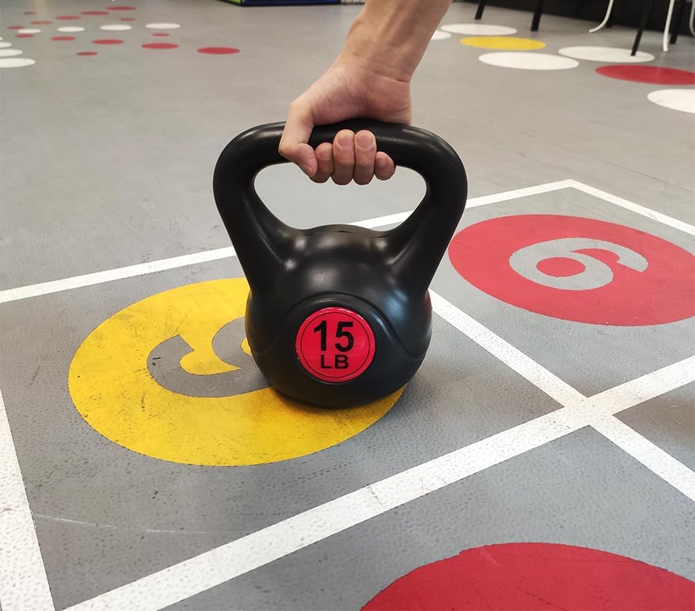 ​Wide Grip 3-Piece Kettlebell Exercise Fitness Weight Set, Include 5 lbs, 10 lbs, ​15 lbs​ and 20 lbs, Set of 3 or Set of 4