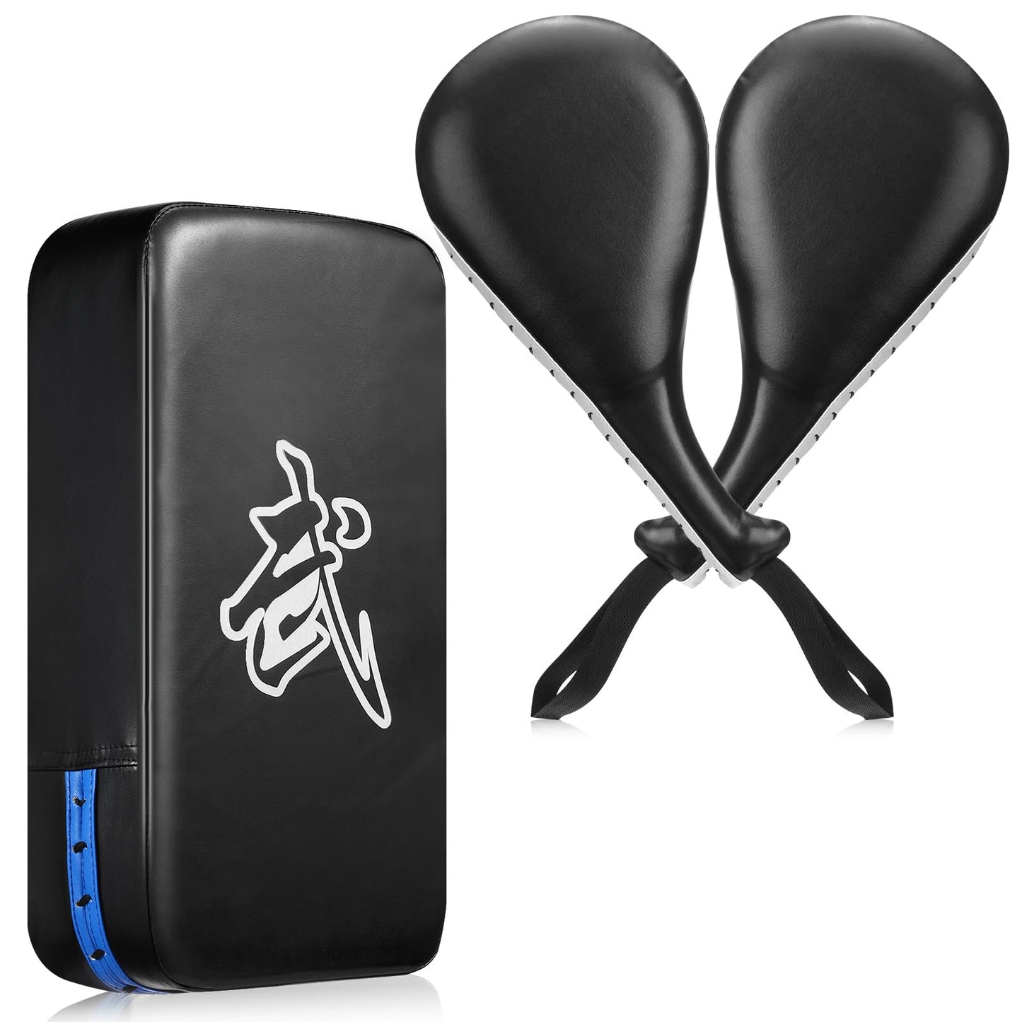 Poen 3 Pcs Taekwondo Kick Pads Muay Thai MMA Karate Sparring Gear Martial Arts Kickboxing Training Pads Punching Striking Target Equipment PU Leather Paddles Strike Curved Kick Shield