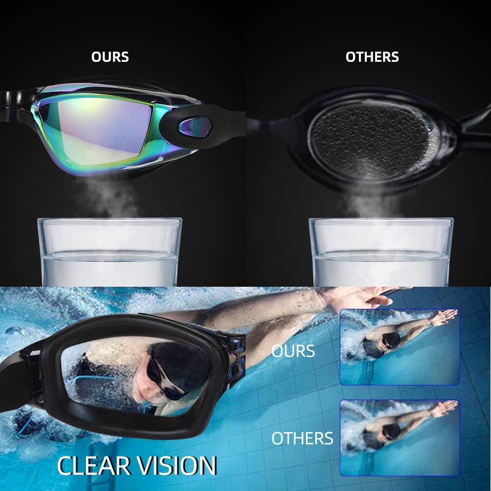Swimming Goggles Swimming Cap Set Swim Glasses Silicone Swim hat Pack for Adults with Anti Fog Glasses for Swimming