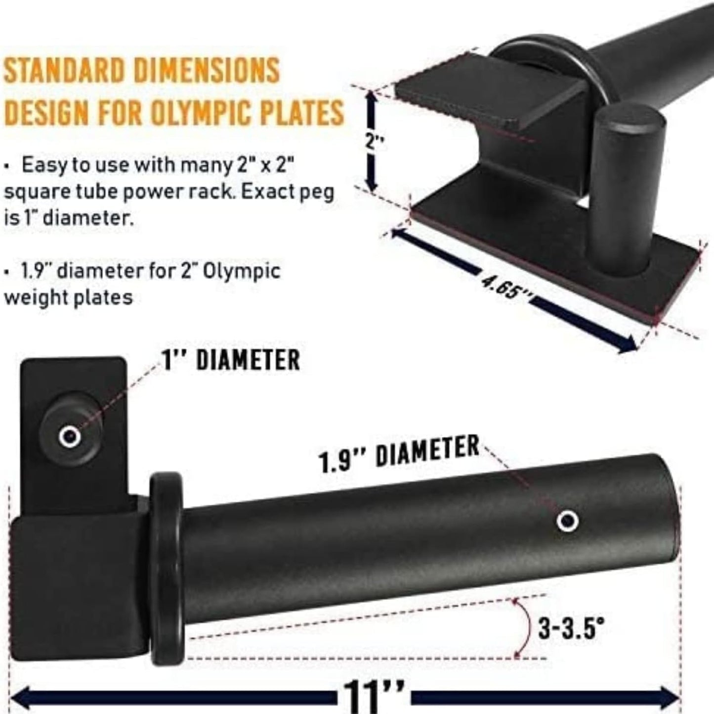 Yes4All Weight Plate Holder Attachment, Weight Plate Storage For Power Rack 2x2-3x2 - Fit 2 Inches Weight Plates
