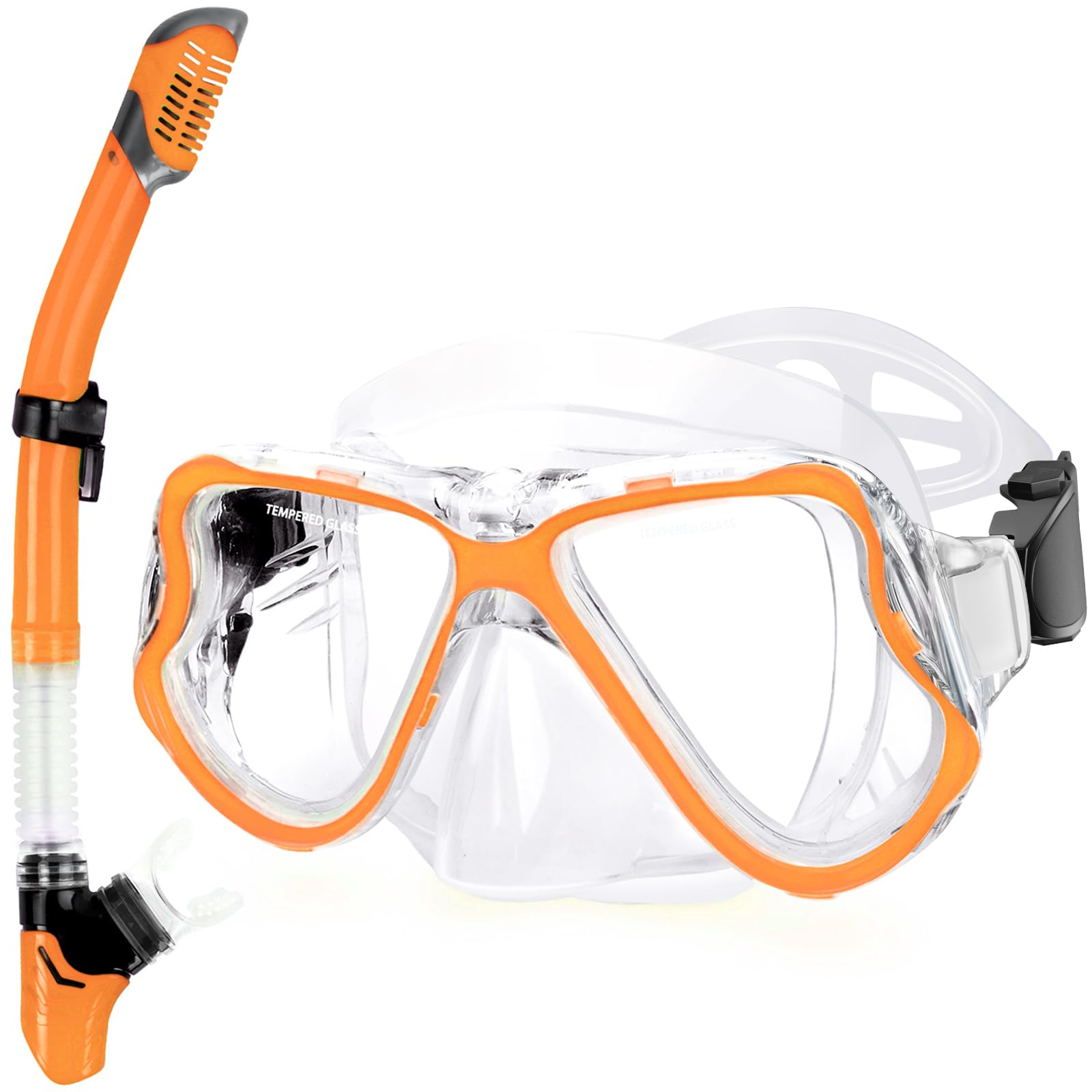 Greatever Dry Snorkel Set,Panoramic Wide View,Anti-Fog Scuba Diving Mask,Professional Snorkeling Gear