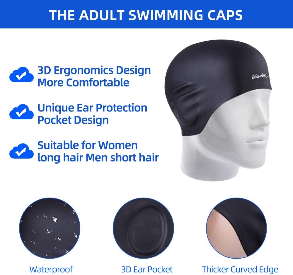 Swimming Goggles Swimming Cap Set Swim Glasses Silicone Swim hat Pack for Adults with Anti Fog Glasses for Swimming
