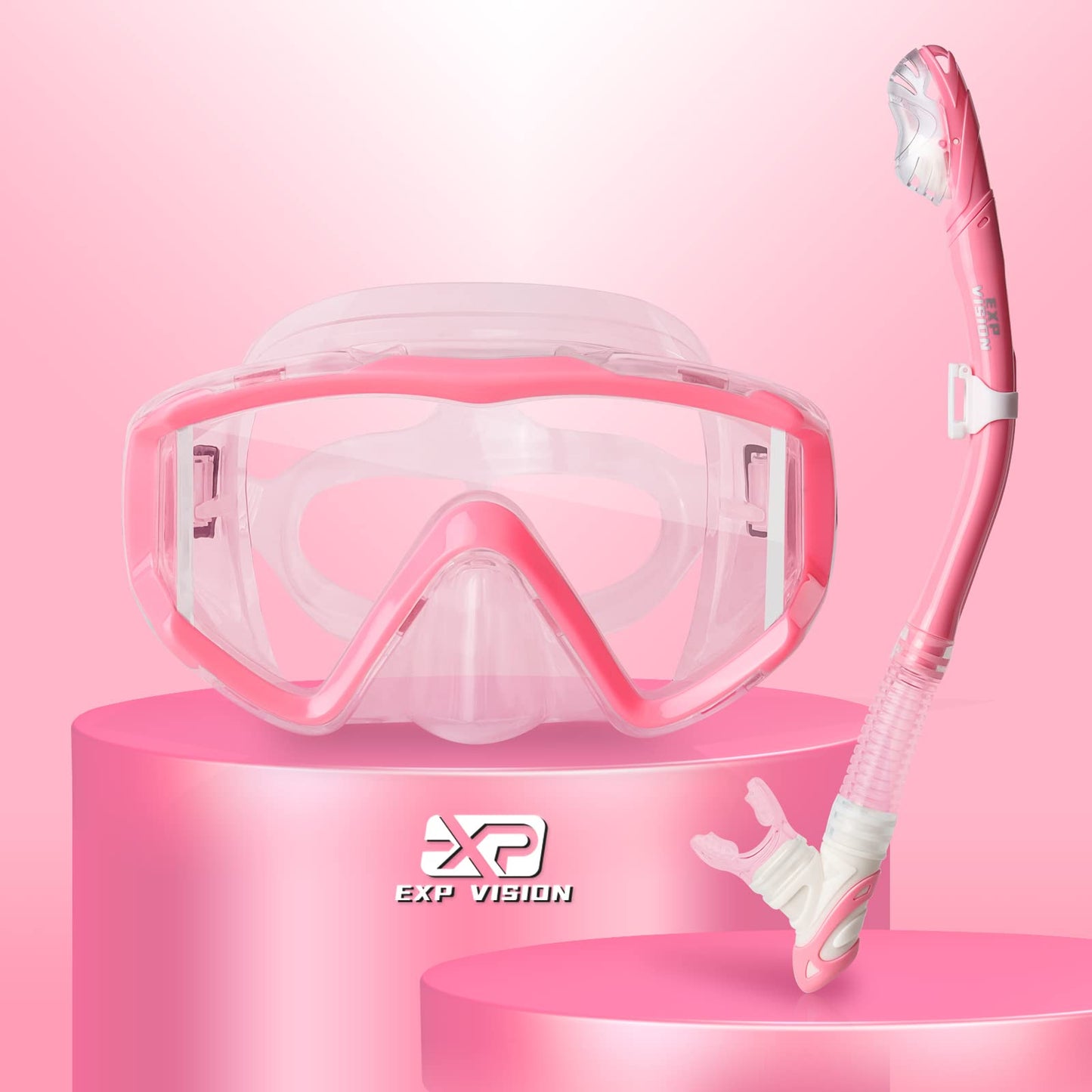 Snorkel Set Pano 3 Window Adult Snorkeling Gear, Professional Snorkel Goggles Anti-Fog Diving Mask, Anti-Leak Swim Goggles and Dry Top Snorkel for Diving, Snorkeling, Swimming