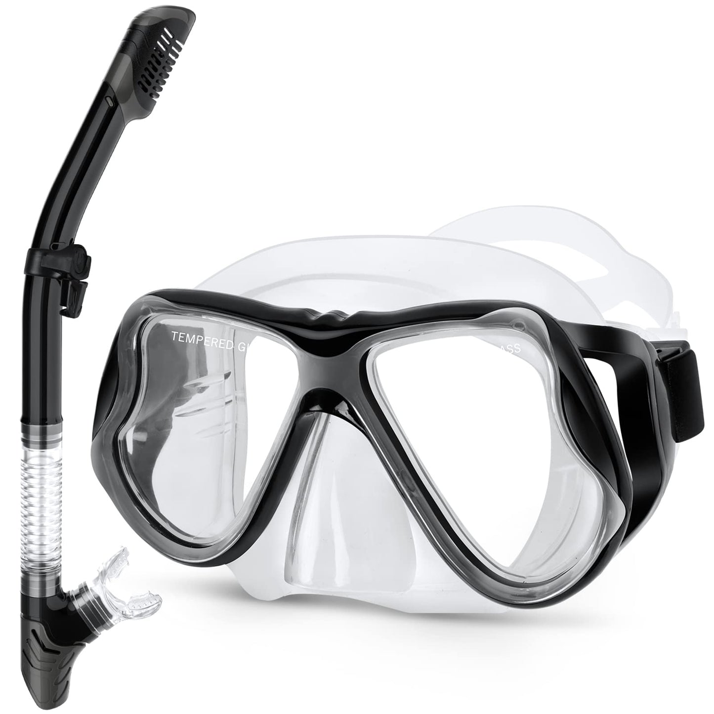 Greatever Dry Snorkel Set,Panoramic Wide View,Anti-Fog Scuba Diving Mask,Professional Snorkeling Gear