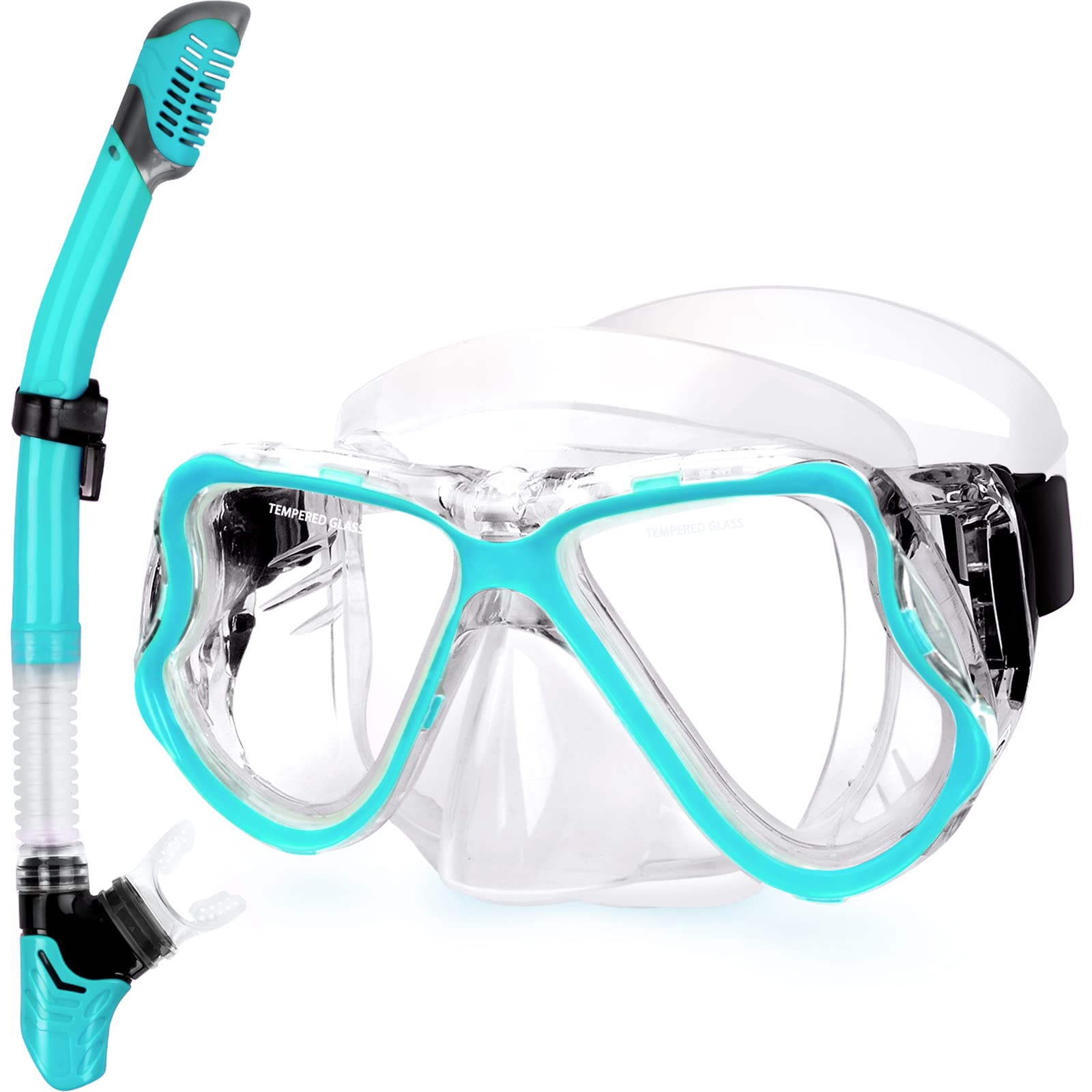 Greatever Dry Snorkel Set,Panoramic Wide View,Anti-Fog Scuba Diving Mask,Professional Snorkeling Gear