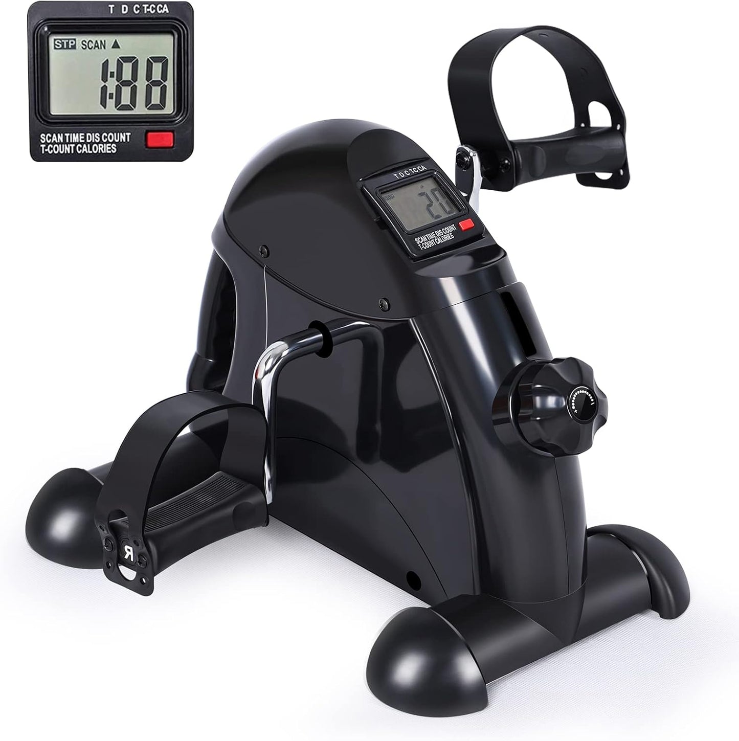 Mini Exercise Bike, Under Desk Bike Pedal Exerciser for Arm/Leg Exercise, Adjustable Resistance with LCD Screen Display for Home/Office Workout