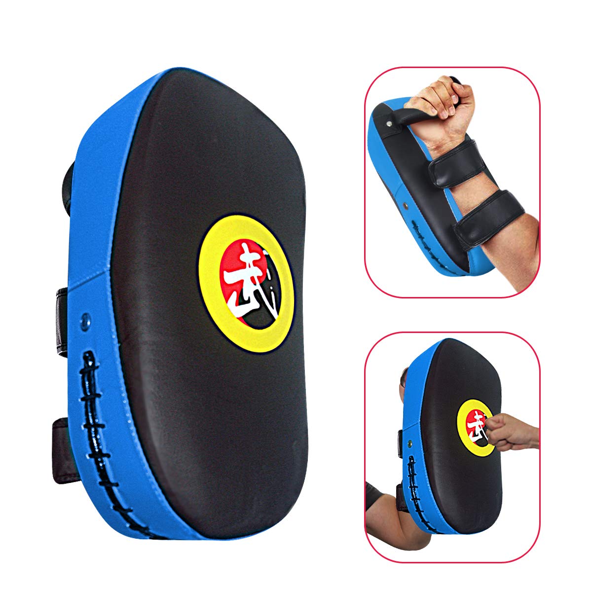 TLBTEK Taekwondo Kick Shield - Muay Thai MMA Karate Kickboxing Training Pads - Curved Leather Strike Shield