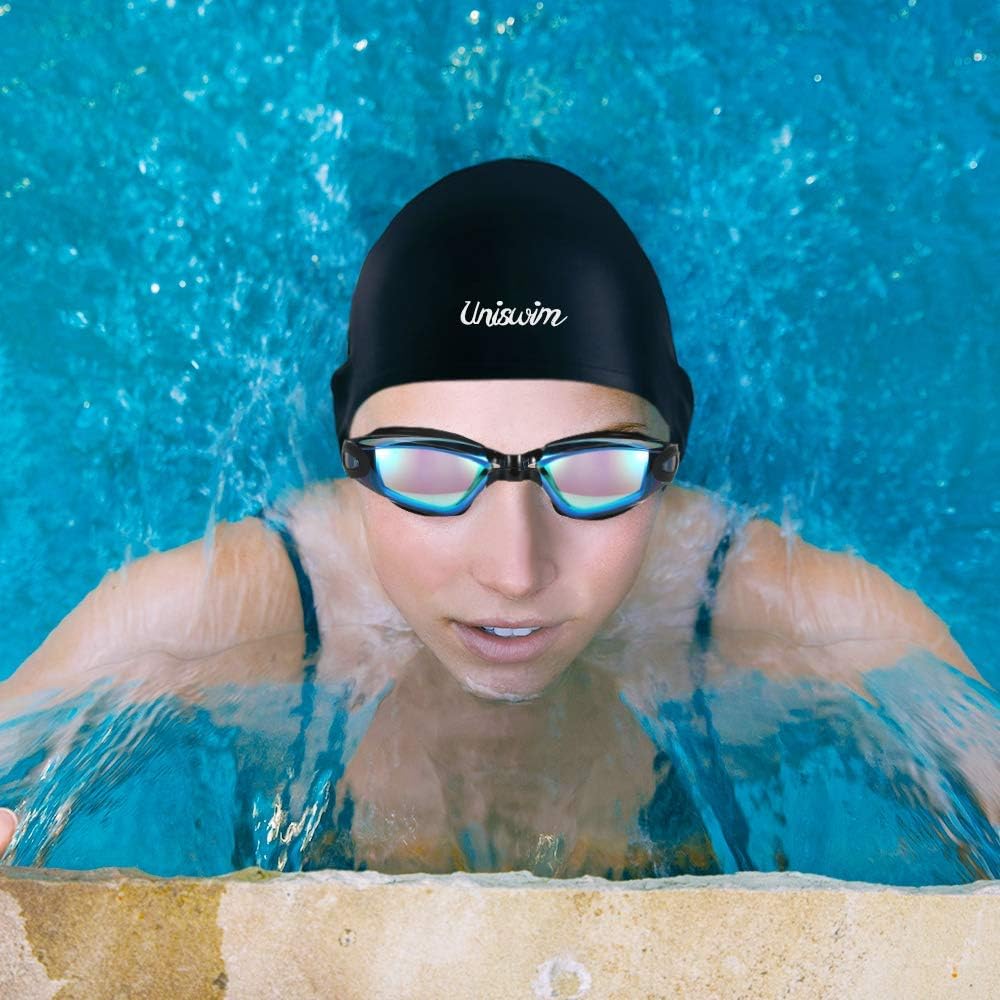 Swimming Goggles Swimming Cap Set Swim Glasses Silicone Swim hat Pack for Adults with Anti Fog Glasses for Swimming