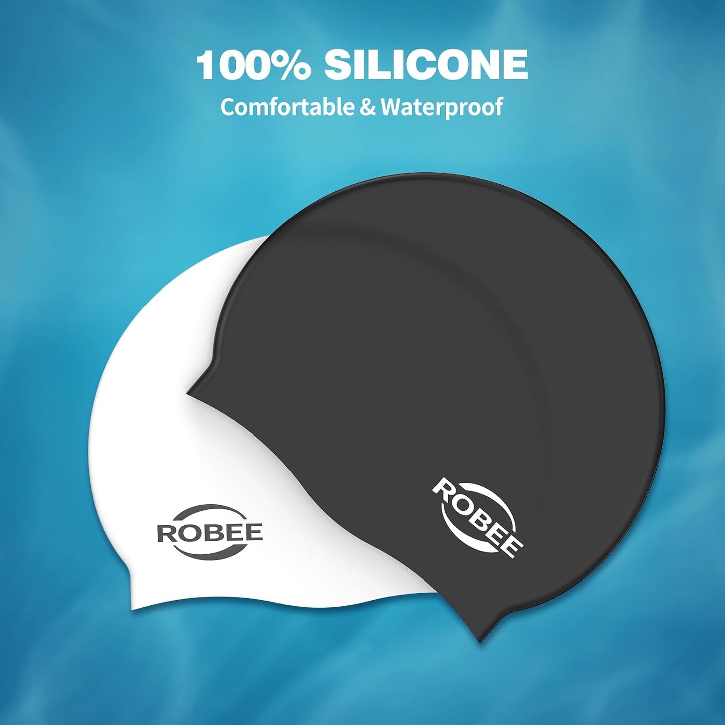 Robee Swim Goggles, Swimming Cap and Goggles Case, Polarized Swimming Goggles Silicone Cap for Adult Men Women