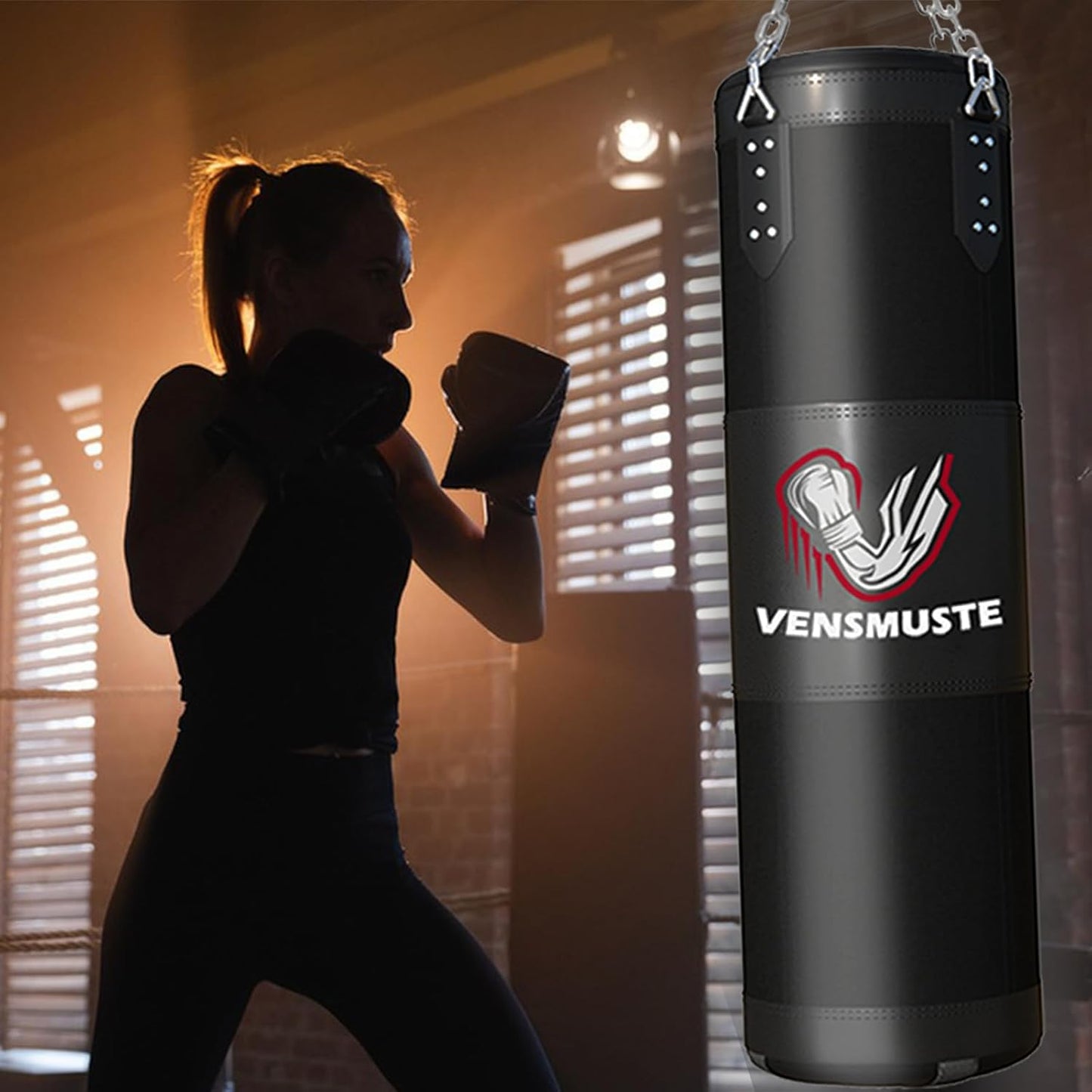 Punching Bag for Adults, 4FT Oxford Heavy Boxing Bag Set, Punching Bag with 12OZ Boxing Gloves, Chains, Hand Wraps, etc. Suitable for MMA Karate Kickboxing Boxing - Unfilled