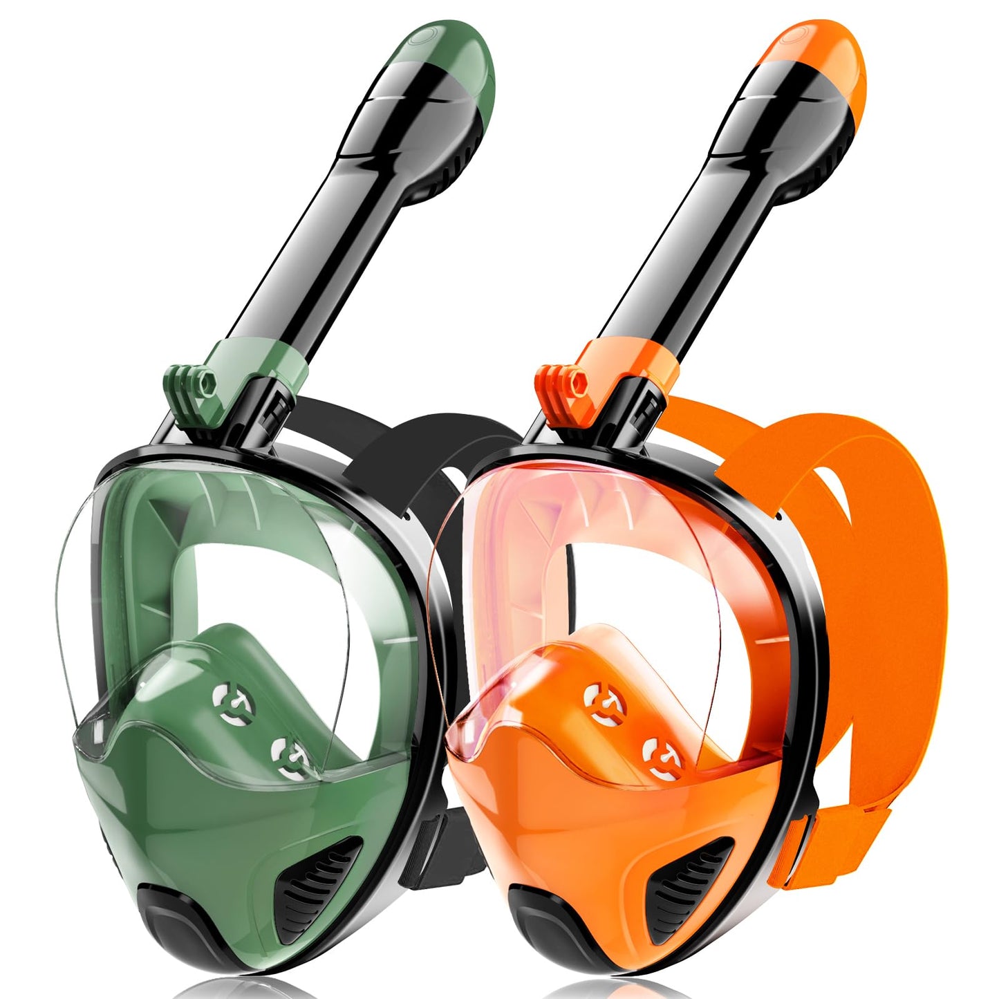 Full Face Snorkel Mask for Adults Teen, Snorkeling Gear with Detachable Camera Mount,Panoramic 180° View, Anti-Fog Anti-Leak Snorkling Set for Man and Women