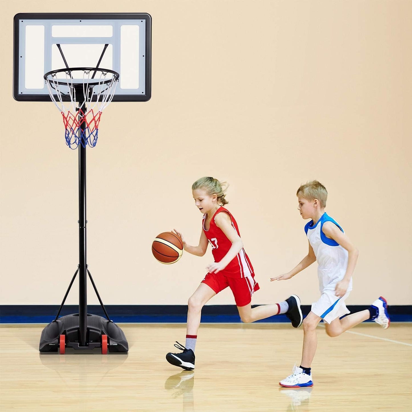 Yaheetech Portable Basketball Hoop Outdoor Indoor Basketball Hoop Basketball Court Basketball Goals Outdoor Basketball Hoops for Pool, with 32'' Basketball Backboard