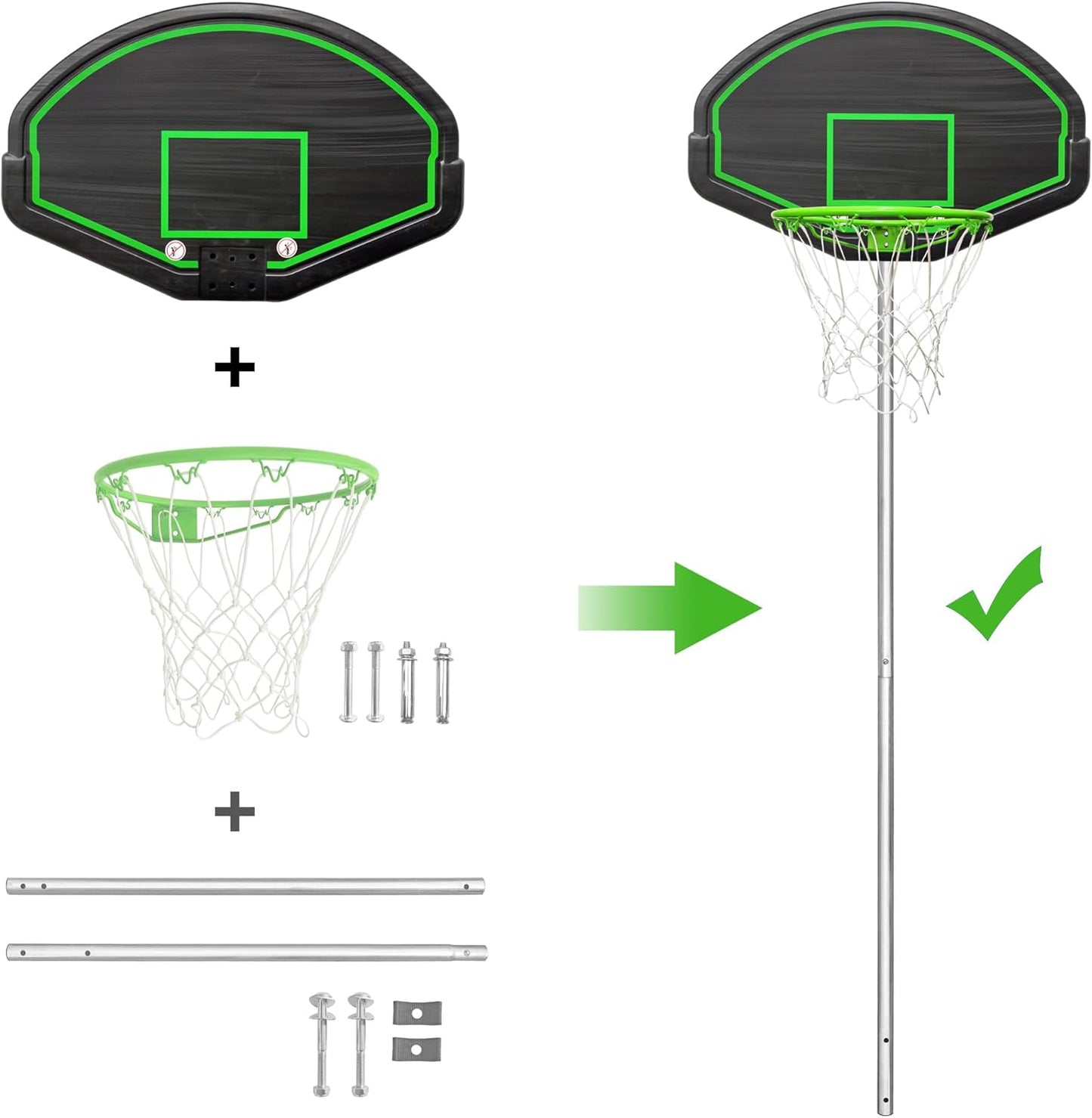 Basketball Backboard Replacement, 2 Holes Backboard for Basketball Hoop for 16ft Trampoline, 27.4in x 17.9inches Fan Shaped Back Board Replacement