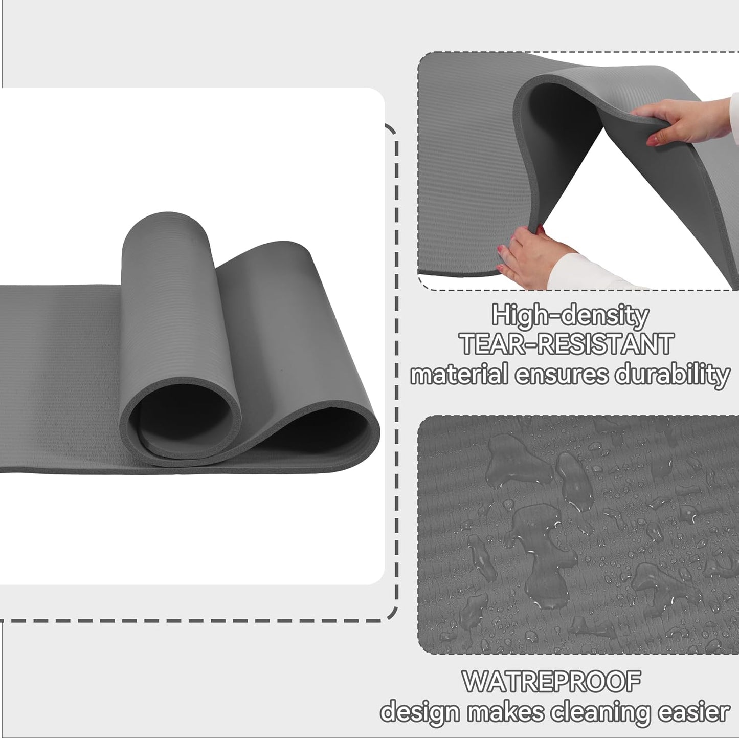 Yoga Mat, 1/2-Inch Extra Thick High Density Exercise Mat, Anti-Tear Exercise Yoga Mat with Carrying Strap, Suitable for Various Yoga Exercises
