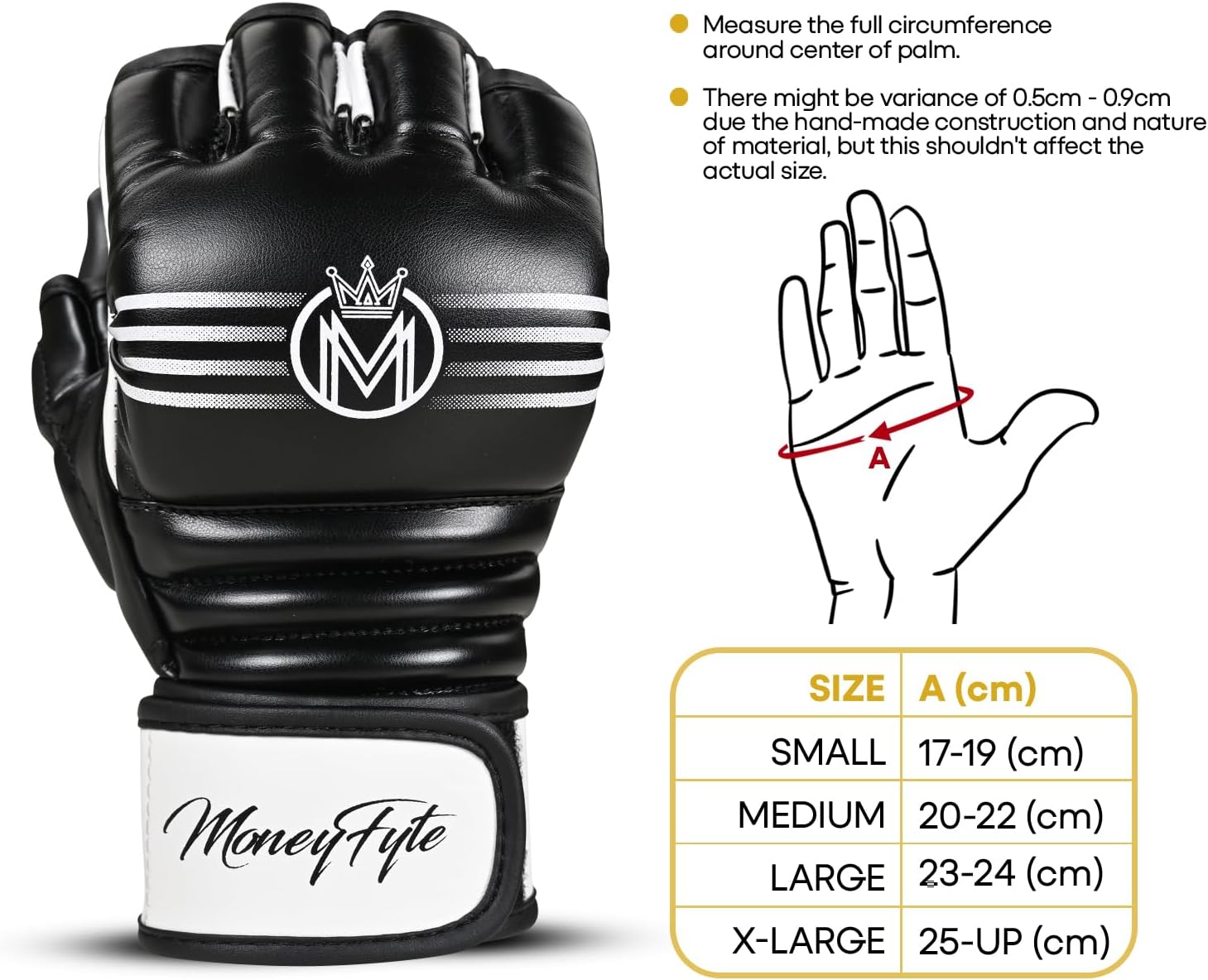 Crown MMA Gloves for Men & Women Martial Arts Punching Bag Gloves, UFC Grappling Fighting & Kickboxing Gloves Pre-Curved Half Finger Boxing Sparring Glove