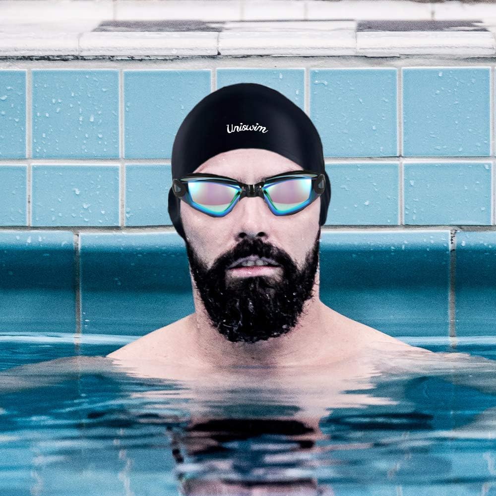 Swimming Goggles Swimming Cap Set Swim Glasses Silicone Swim hat Pack for Adults with Anti Fog Glasses for Swimming