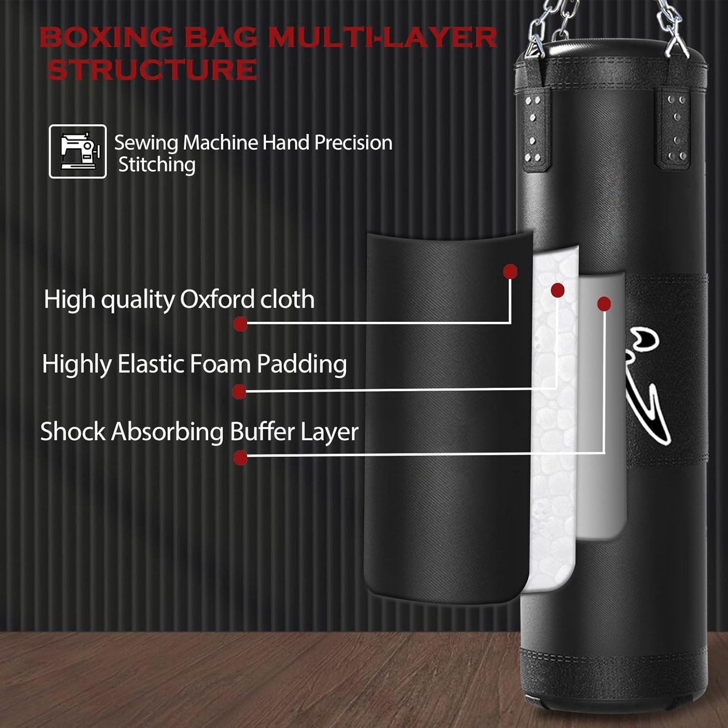Punching Bag for Adults, 4ft Heavy Boxing Bag Set with 12oz Boxing Gloves, MMA Karate Kickboxing Boxing Home Gym Martial Art - Unfilled