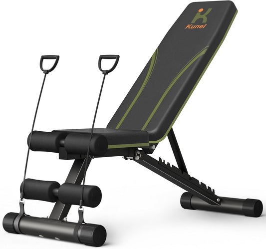 Adjustable Weight Bench for Home Gym, Foldable 700LBS Workout Bench with 9 Backrests, Multi-Purpose Bench Press for Incline Decline Flat with Fast Adjustment (2 resistance bands)