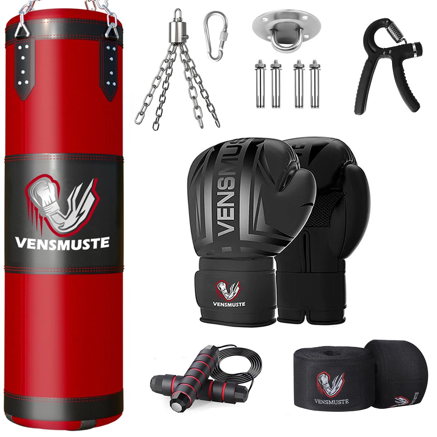 Punching Bag for Adults, 4FT Oxford Heavy Boxing Bag Set, Punching Bag with 12OZ Boxing Gloves, Chains, Hand Wraps, etc. Suitable for MMA Karate Kickboxing Boxing - Unfilled
