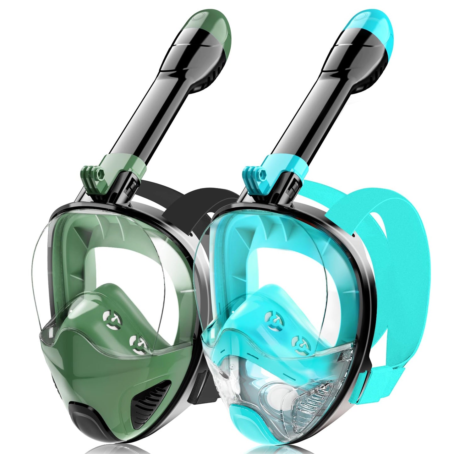 Full Face Snorkel Mask for Adults Teen, Snorkeling Gear with Detachable Camera Mount,Panoramic 180° View, Anti-Fog Anti-Leak Snorkling Set for Man and Women