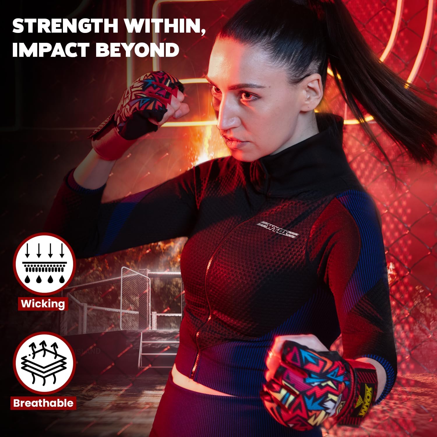 WYOX Gel Boxing Hand Wraps Inner Gloves for Men & Women, 80cm Quick Wrist Straps, Padded Knuckle Protection for Muay Thai Kickboxing, Hand Wraps for Boxing & Martial Arts