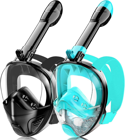 Full Face Snorkel Mask for Adults Teen, Snorkeling Gear with Detachable Camera Mount,Panoramic 180° View, Anti-Fog Anti-Leak Snorkling Set for Man and Women